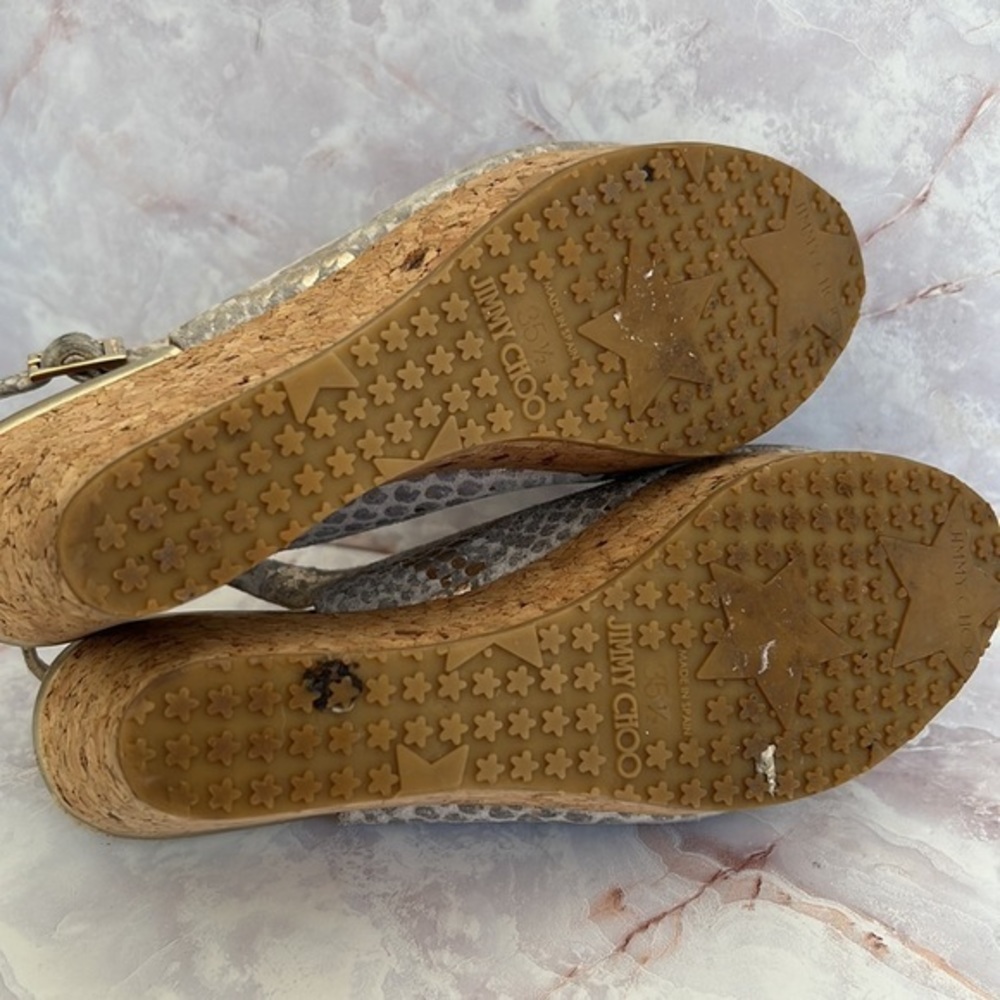 Jimmy Choo Python Praise Wedge Silver Size 35 1/2… - image 7